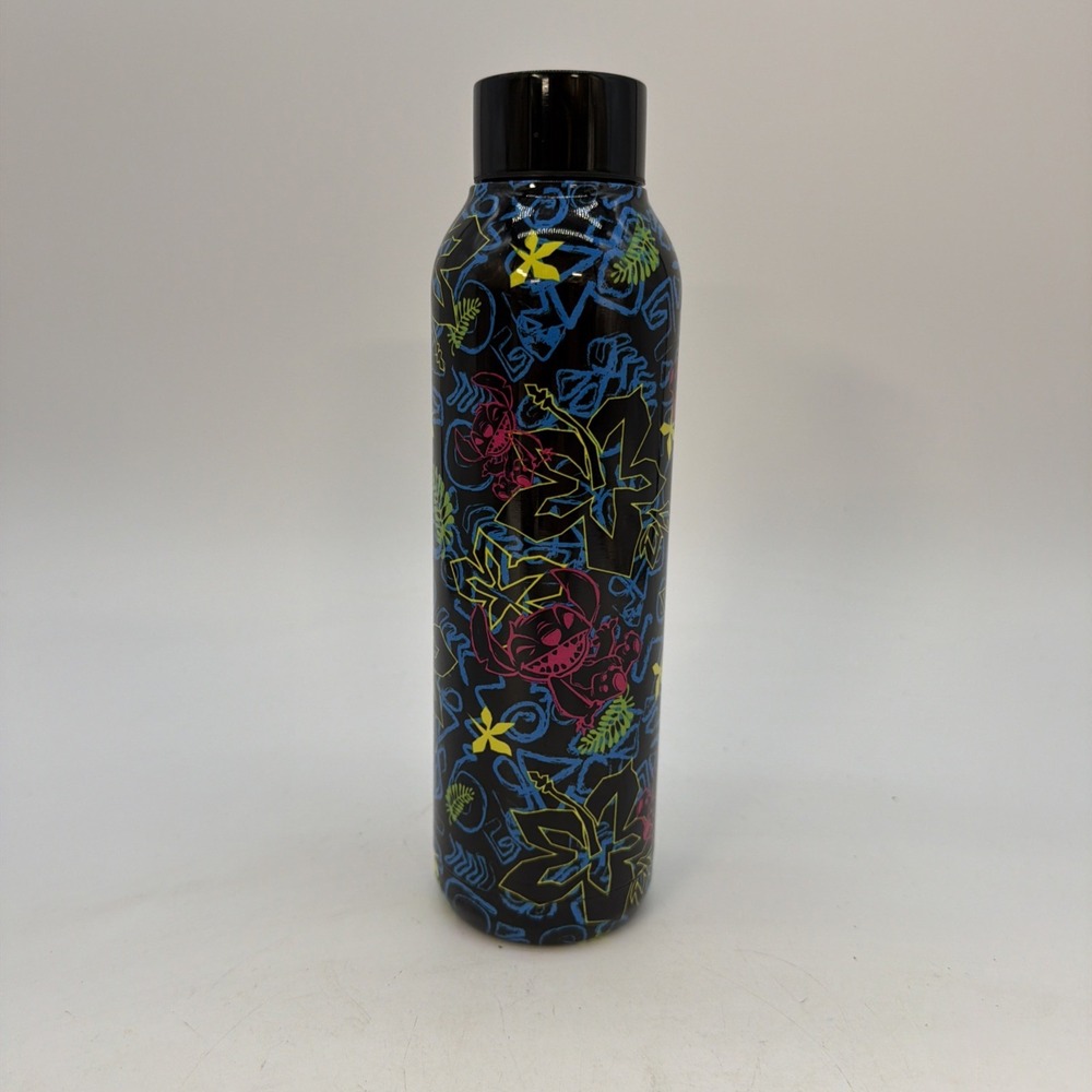 Disney Parks 2023 Stitch "Tropical Neon" Stainless Steel Water Bottle 21 oz New